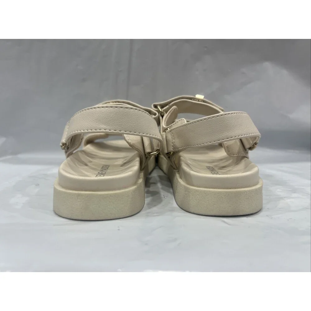 Steve Madden Mona Sandals Girls 1 Bone Adjustable Strap Comfort Flatform EBS2223